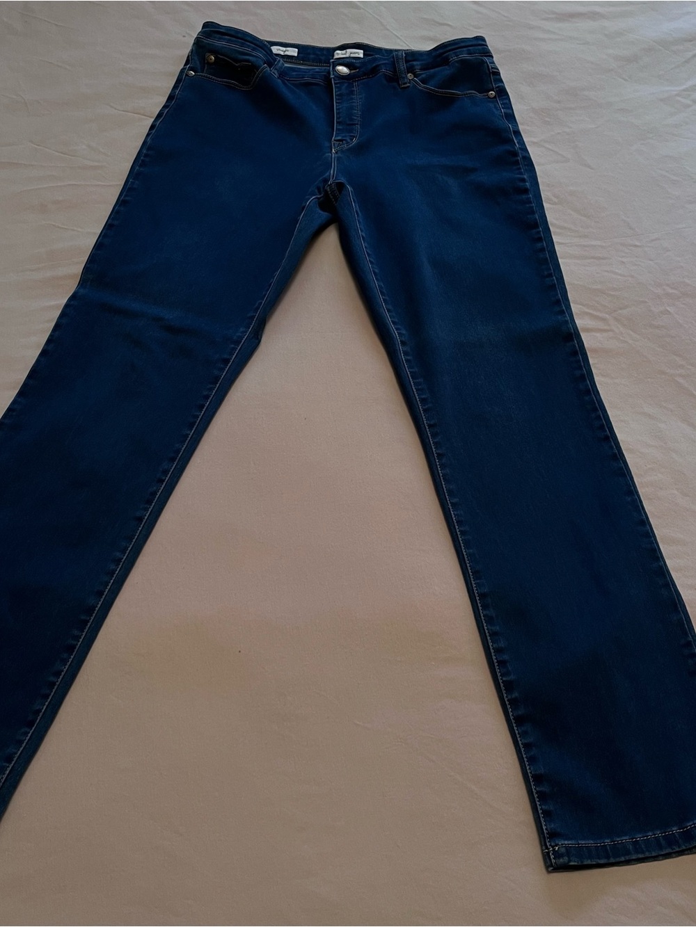 Tribal Women's Straight-Leg Jeans in Dark Blue - Stretchy Size 12